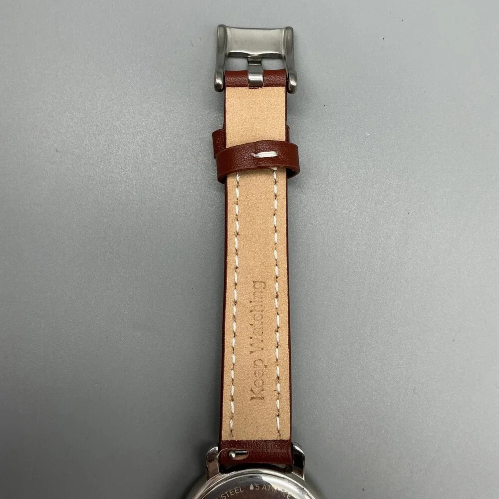 Fossil ES-2108 Womens Watch 32mm Classic White Dial Brown Leather New Battery